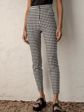 Lulu's Black & White Gingham Slim Chinos Women’s Small NWT